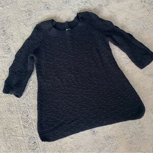 J. Jill 100% Cotton Sweater Half Sleeve Tunic Medium Black Fancy Knit